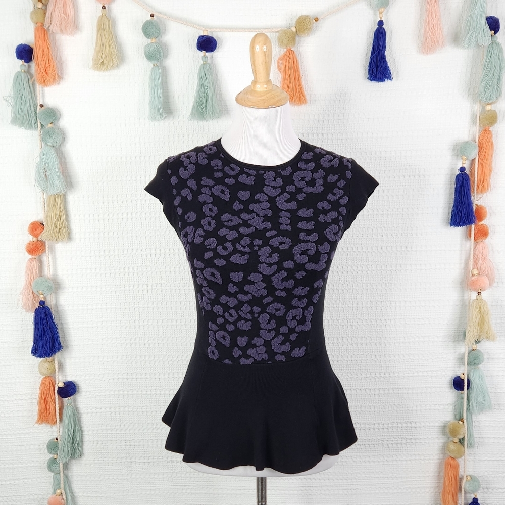 Rebecca Taylor Cheetah Peplum Top - Picture 1 of 5